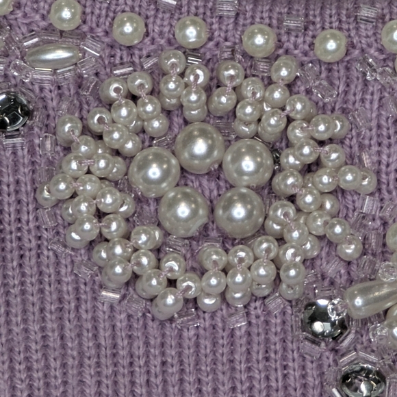 Beaded Sweater Worthington Pearl & Rhinestone Luxe Holiday Glam - Picture 6 of 14